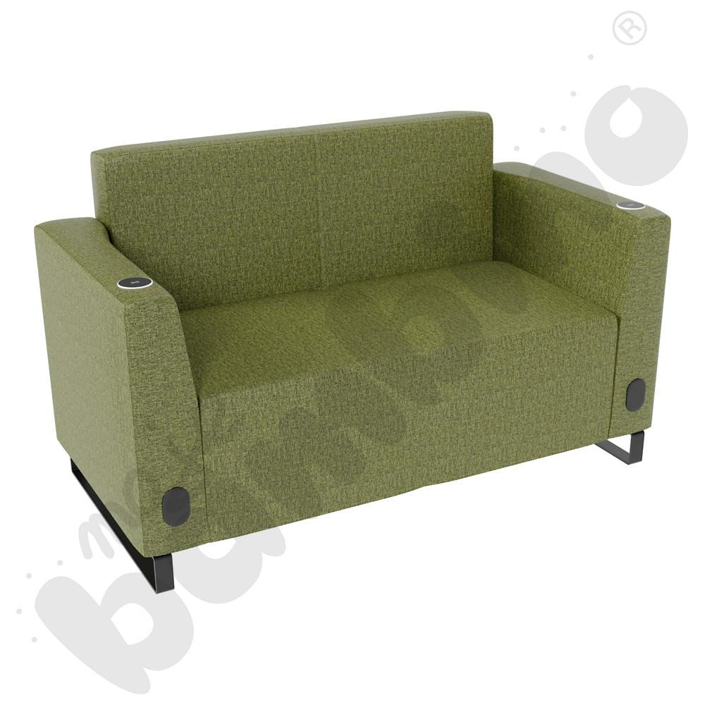 Sofa Universum 2-os. wys. 82 cm, 2 boki niskie, oba z gniazdkiem elektrycznym i indukcją, tkanina RO30