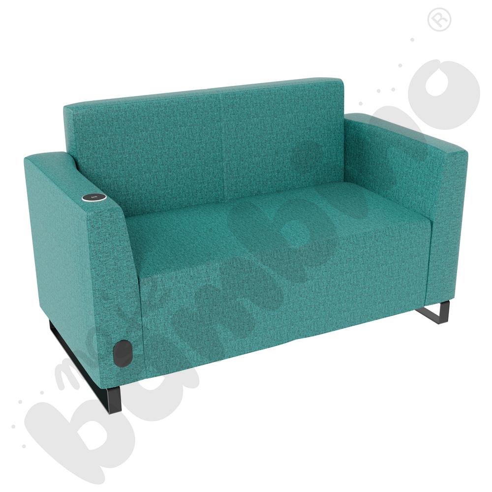 Sofa Universum 2-os. wys. 82 cm, 2 boki niskie, lewy z gniazdkiem elektrycznym i indukcją, tkanina RO19