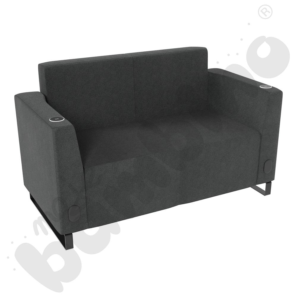 Sofa Universum 2-os. wys. 82 cm, 2 boki niskie, oba z gniazdkiem elektrycznym i indukcją, tkanina KG37