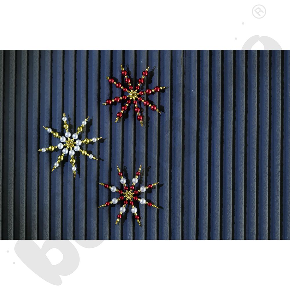 Gwiazdy z koralików czerwono-złote, 5 szt. Gwiazdy z koralików czerwono-złote, 5 szt.