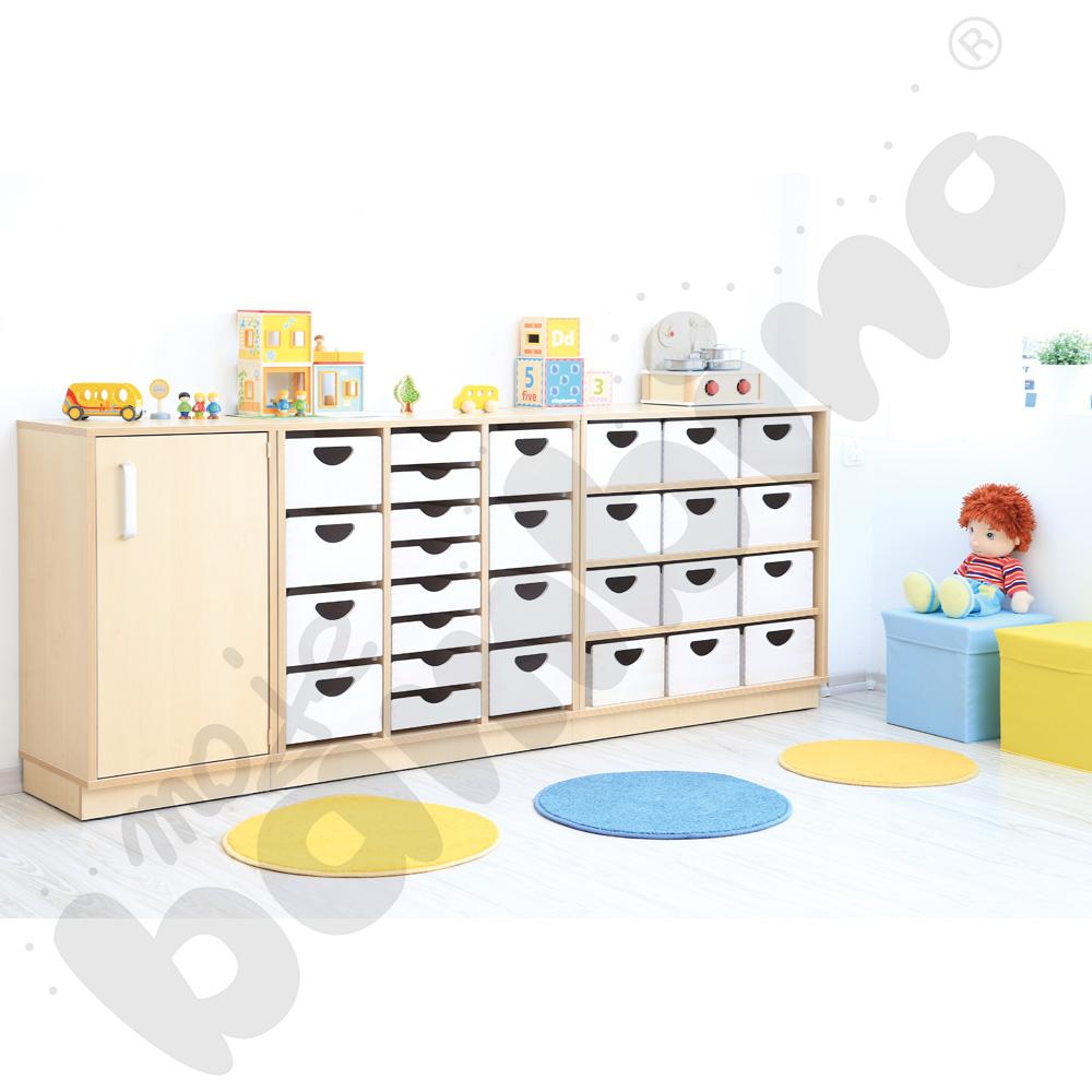 Szafka słupek Flexi z 3 półkami na cokole, brzoza