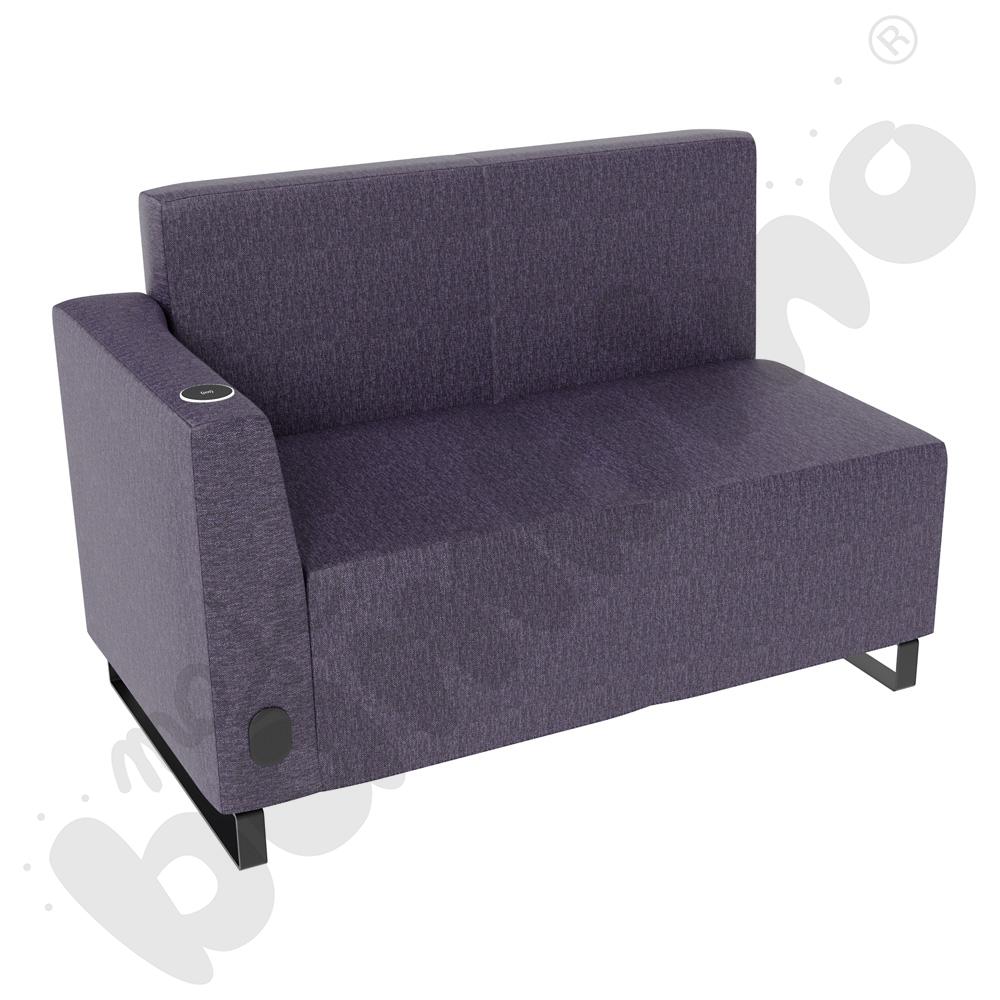 Sofa Universum 2-os. wys. 82 cm, bok niski lewy z gniazdkiem elektrycznym i indukcją, tkanina RO16