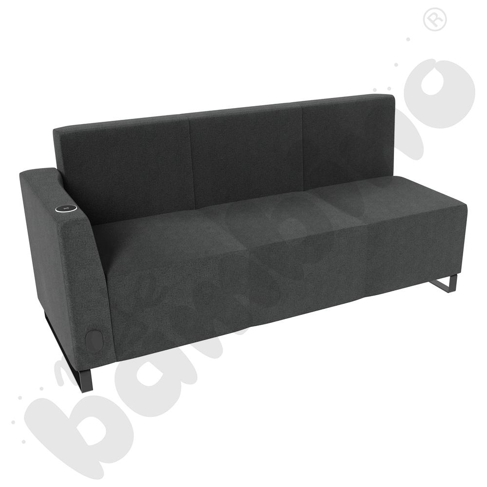 Sofa Universum 3-os. wys. 82 cm, bok niski lewy z gniazdkiem elektrycznym i indukcją, tkanina KG37