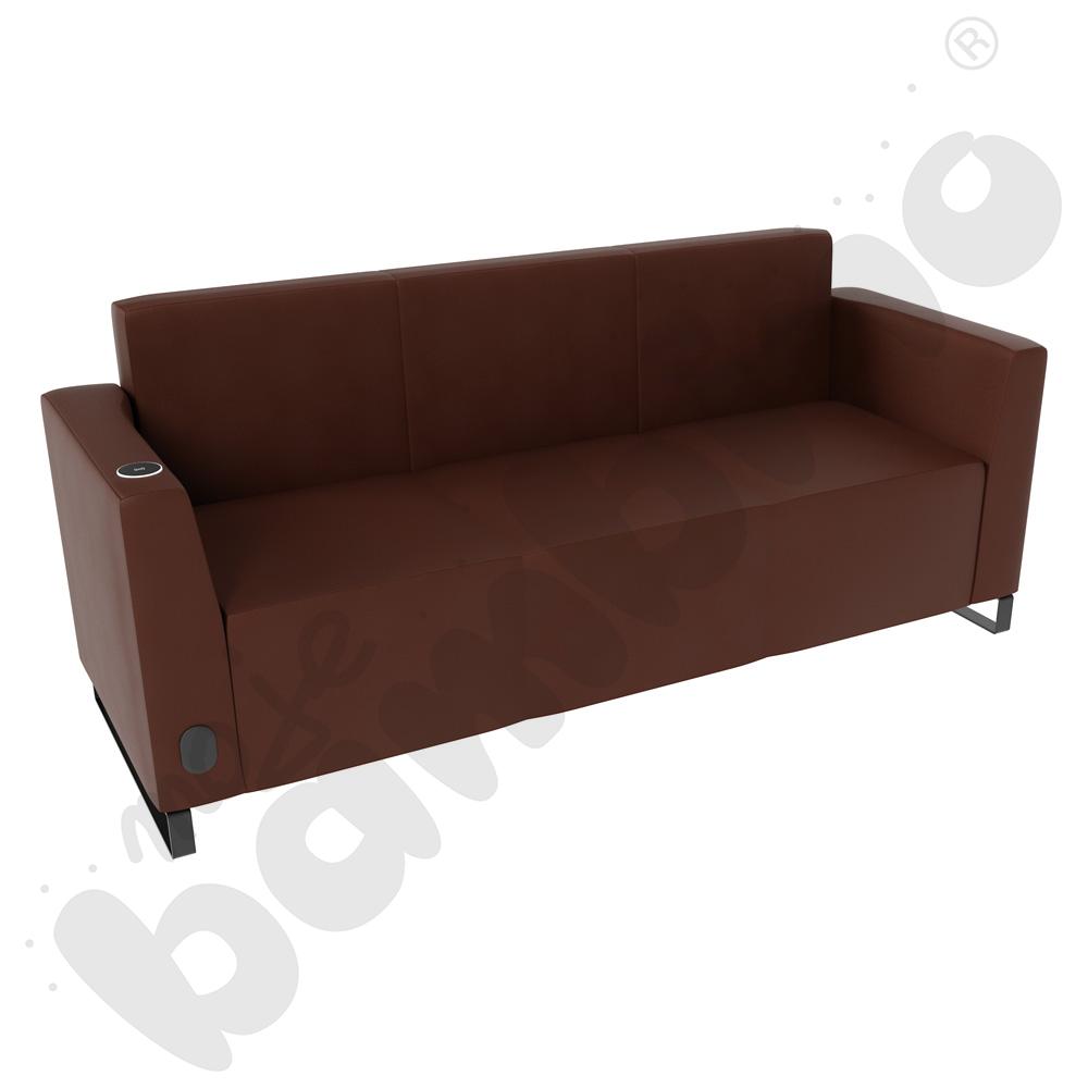 Sofa Universum 3-os. wys. 82 cm, 2 boki niskie, lewy z gniazdkiem elektrycznym i indukcją, tkanina MT03