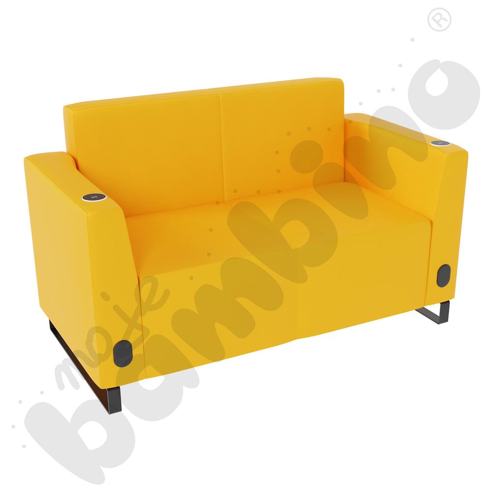 Sofa Universum 2-os. wys. 82 cm, 2 boki niskie, oba z gniazdkiem elektrycznym i indukcją, tkanina MT09