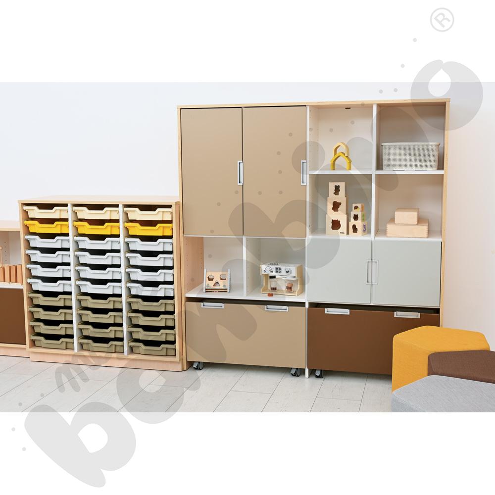 Quadro - szafka M+ na plastikowe pojemniki - z 2 przegrodami, klon jasny Quadro - szafka M+ na plastikowe pojemniki - z 2 przegrodami, klon jasny