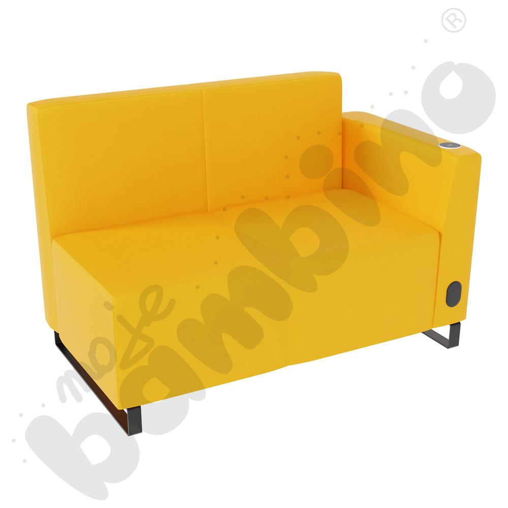 Sofa Universum 2-os. wys. 82 cm, bok niski prawy z gniazdkiem elektrycznym i indukcją, tkanina MT09