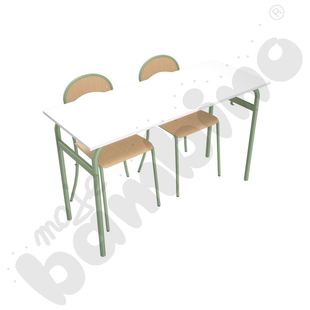 Stół Daniel 2-os. biały z krzesłami P, rozm. 6, oliwkowe