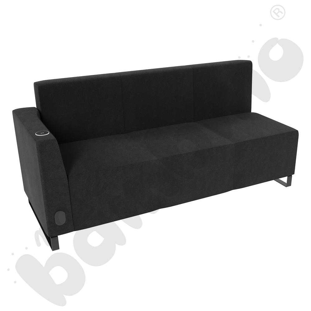 Sofa Universum 3-os. wys. 82 cm, bok niski lewy z gniazdkiem elektrycznym i indukcją, tkanina KG38