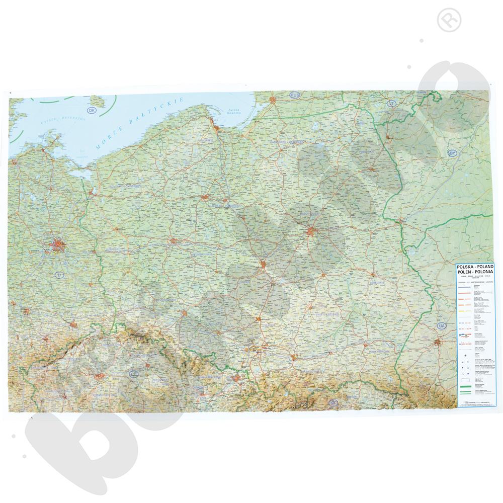 Polska - mapa plastyczna 3D 125 x 80 cm