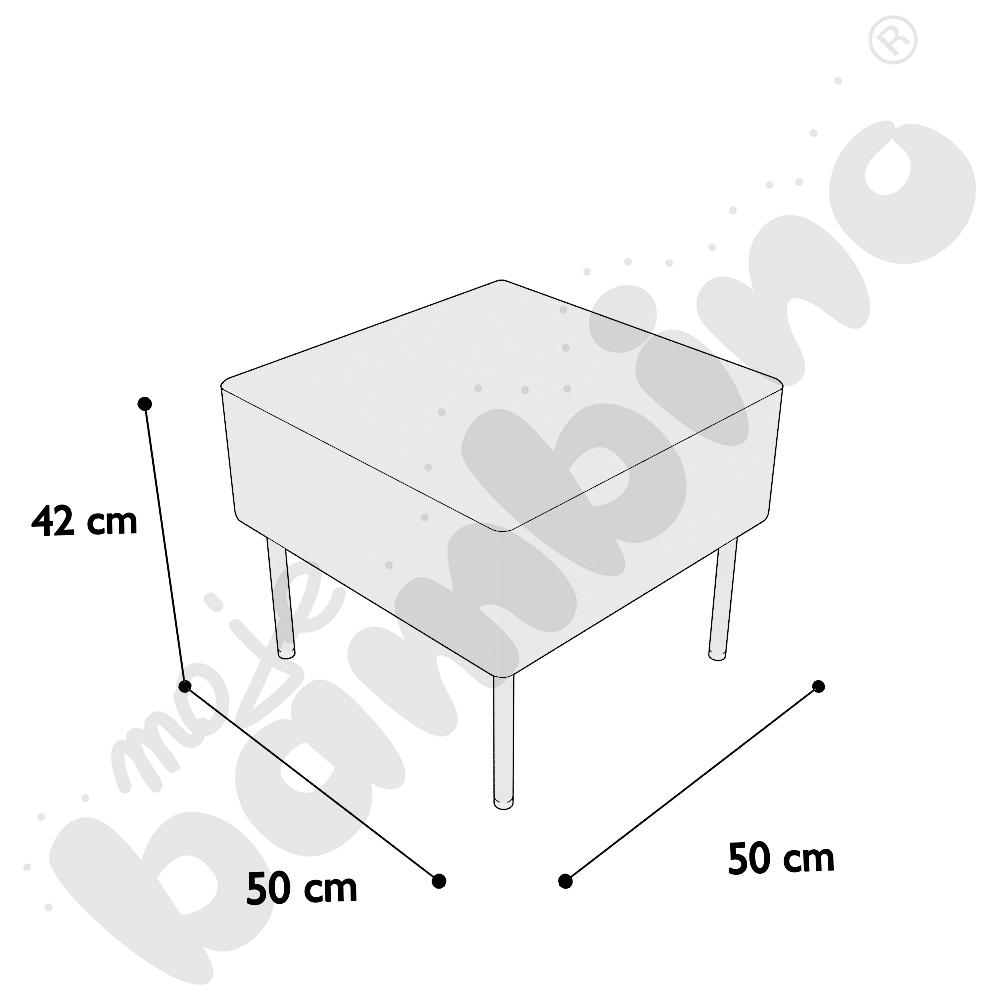Pufa Versa 50x50 cm z plastikowymi stopkami, stelaż turkusowy, tkanina RO22