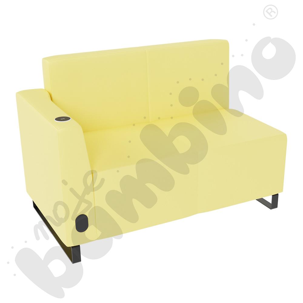 Sofa Universum 2-os. wys. 82 cm, bok niski lewy z gniazdkiem elektrycznym i indukcją, tkanina MT10