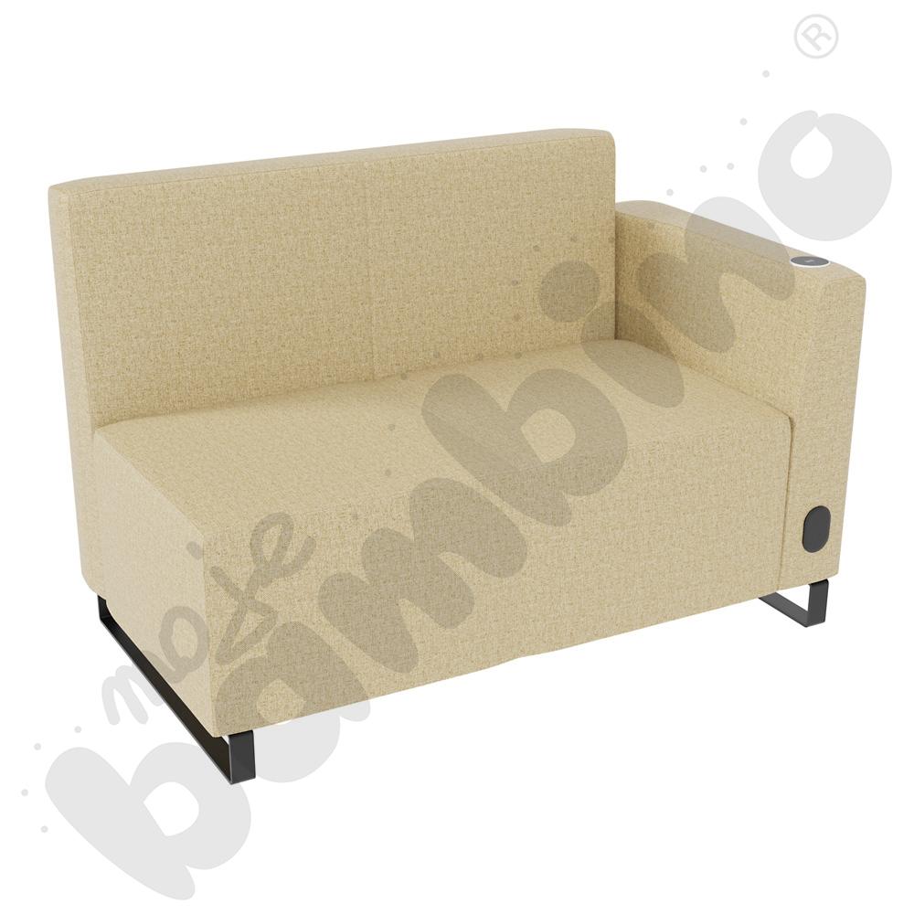 Sofa Universum 2-os. wys. 82 cm, bok niski prawy z gniazdkiem elektrycznym i indukcją, tkanina RO09
