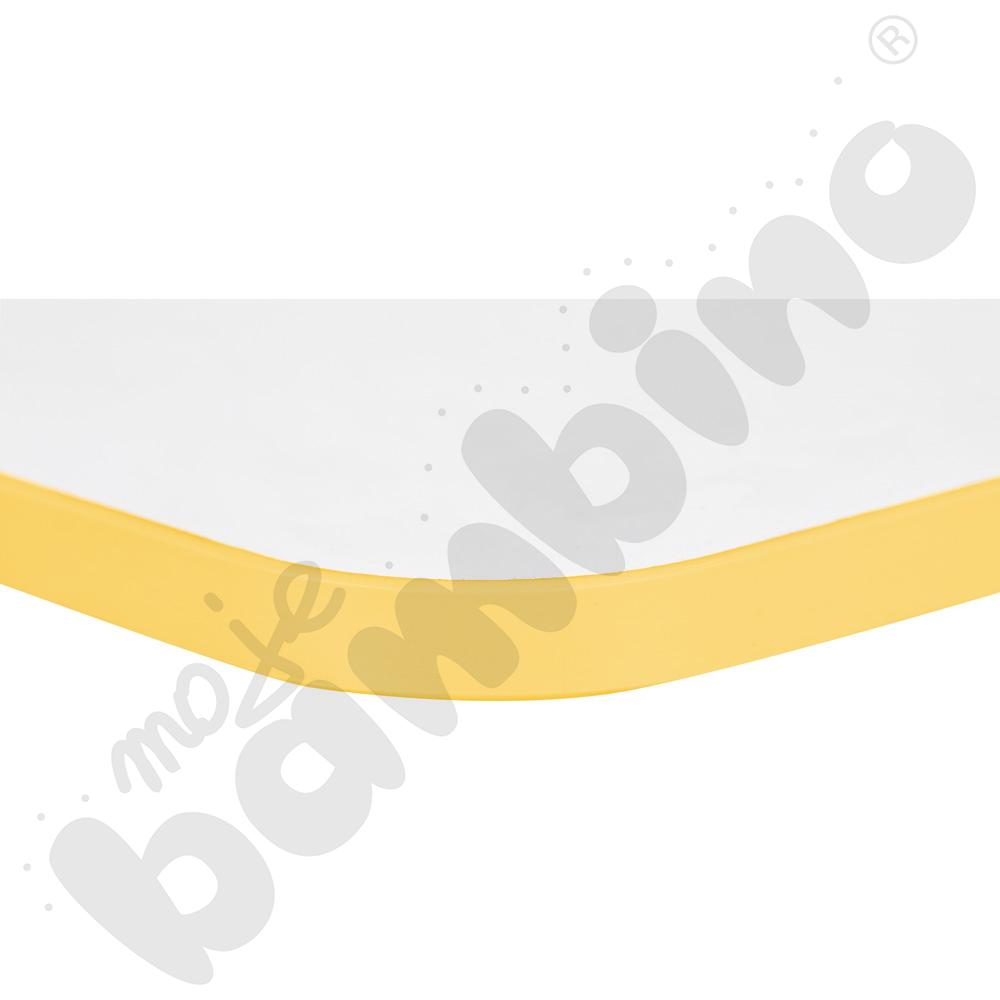 Blat Quadro biały prostokątny, żółte obrzeże