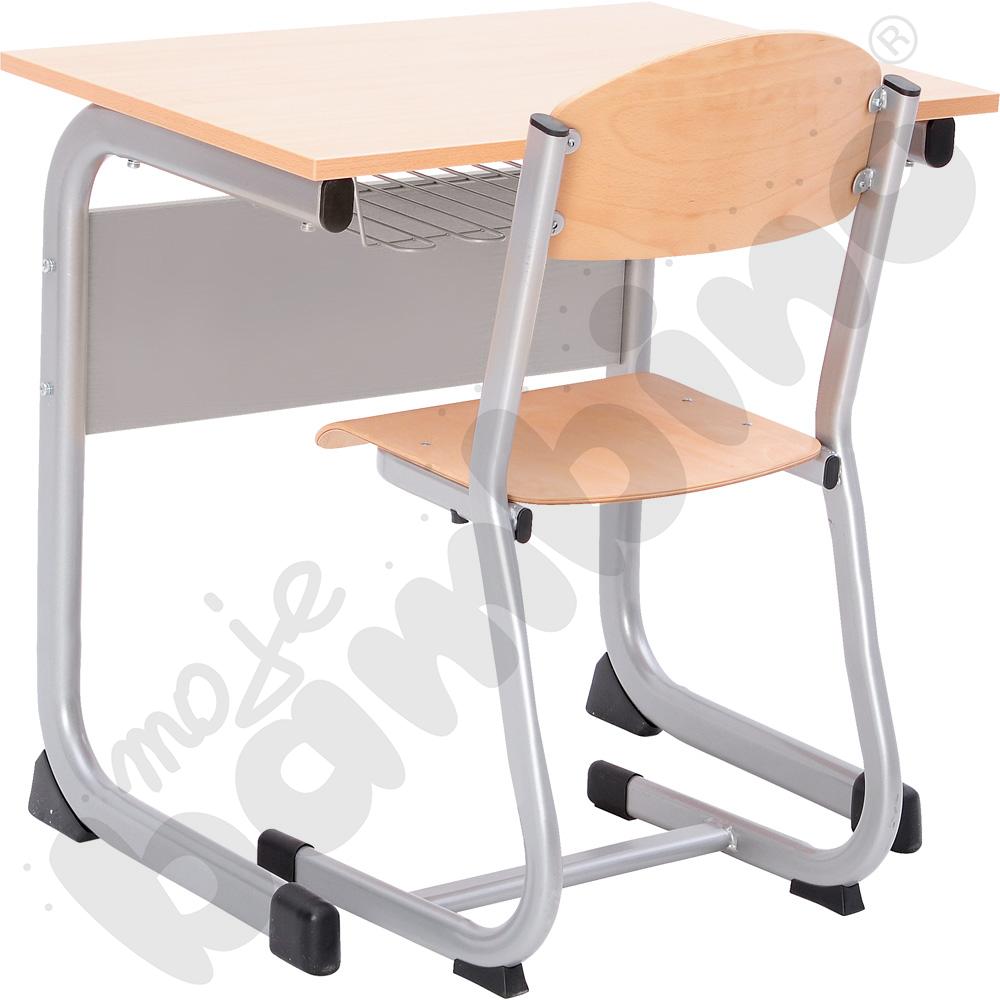 Stół IN-C 1-os. buk z koszykiem i krzesłem IN-C, rozm. 6, aluminium