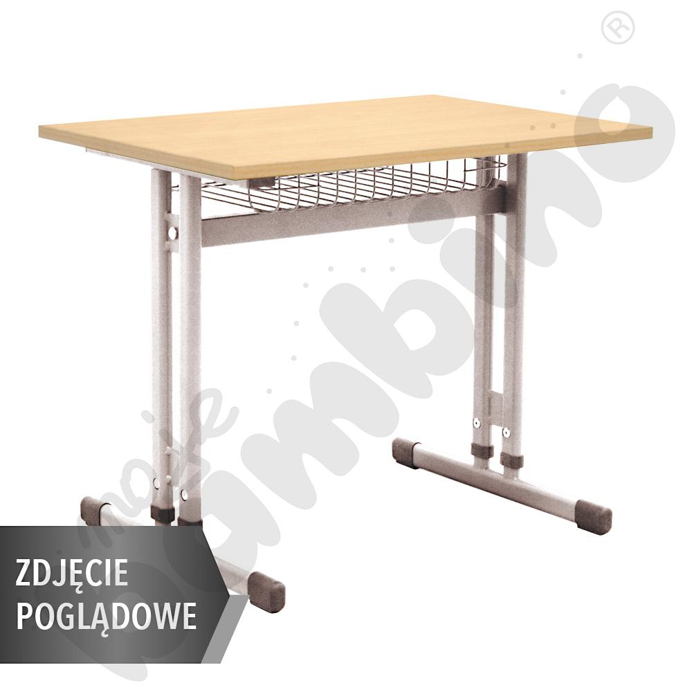 Stół IN-R 70x50 rozm. 3–7, 1os., stelaż zielony, blat HPL biały, obrzeże drewniane, narożniki proste