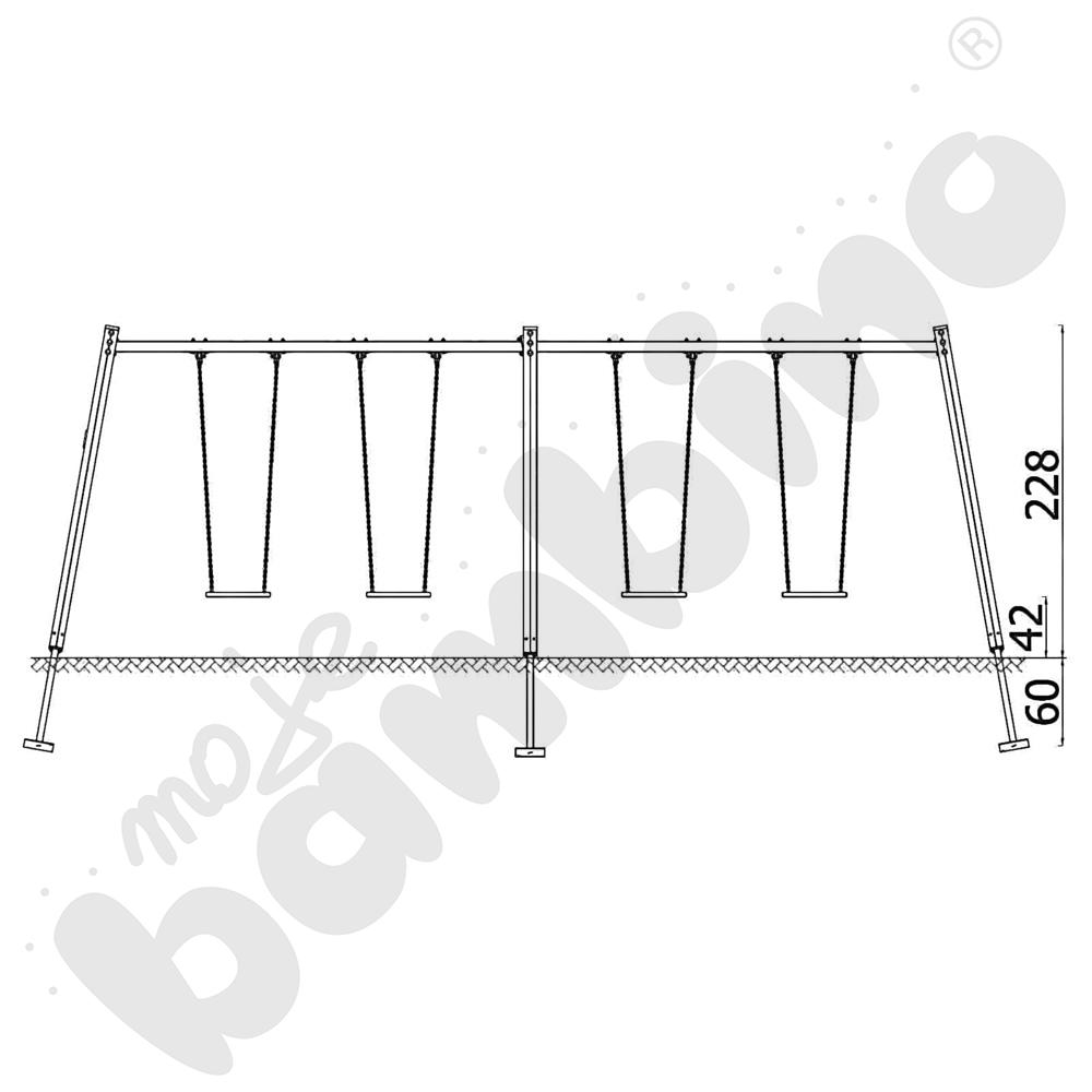 Huśtawka poczwórna Urbi, słupy drewniane/ bez zawiesi