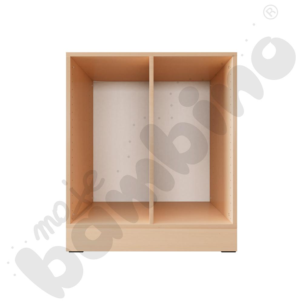 Regał Grande M na pojemniki, na cokole – 2 kolumny – klon jasny