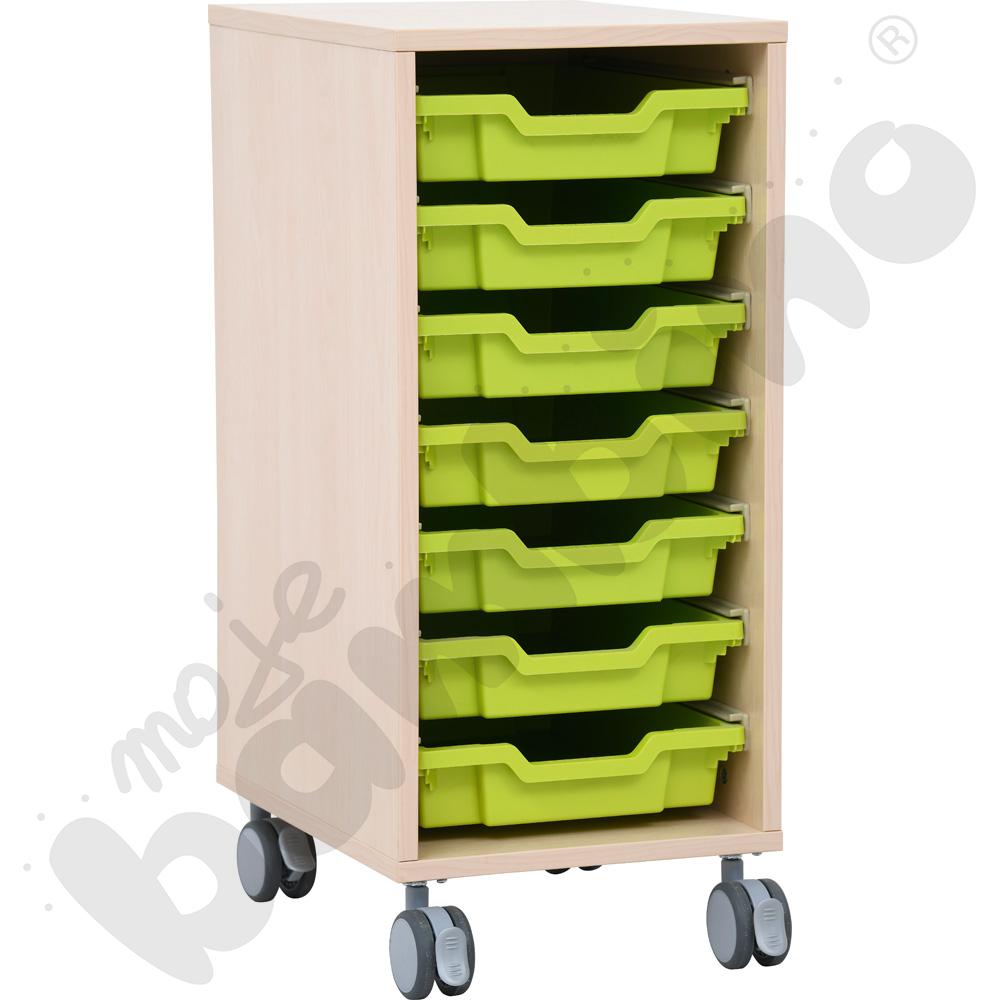 Regał Grande mobilny M na pojemniki - 1 kolumna - klon jasny