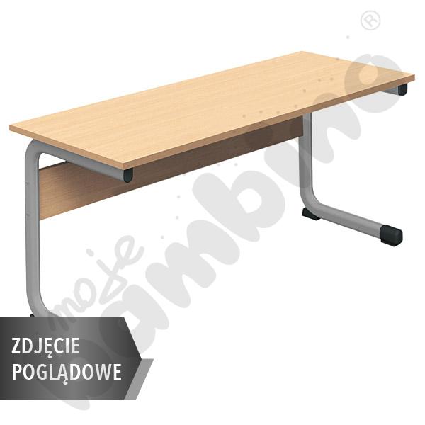 Stół IN-C 130x50 rozm. 4, 2os., stelaż aluminium, blat HPL biały, obrzeże drewniane, narożniki proste