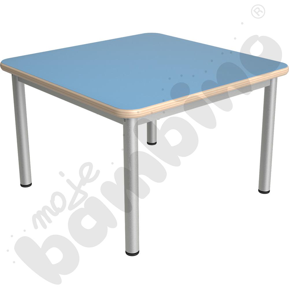 Stół Mila kwadratowy 70x70, HPL - jasnoniebieski, zaokrąglony, rozm. 1