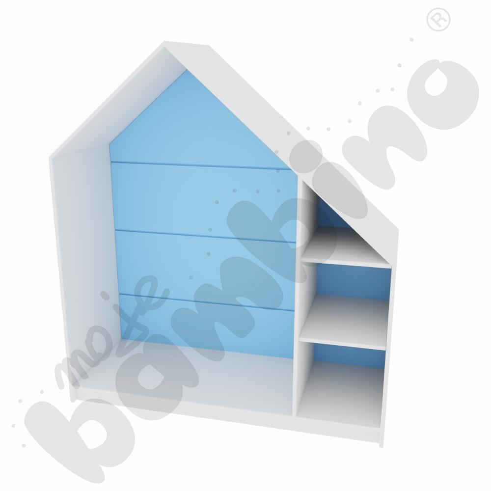 Quadro - szafka-domek z 2 półkami, skrzynia biała, błękitna