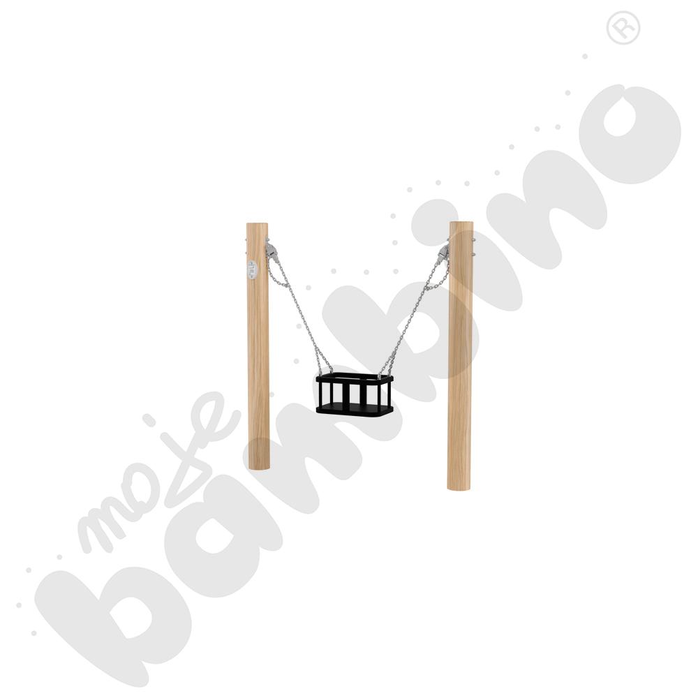 Huśtawka Robinio na słupach, zawiesie koszyk