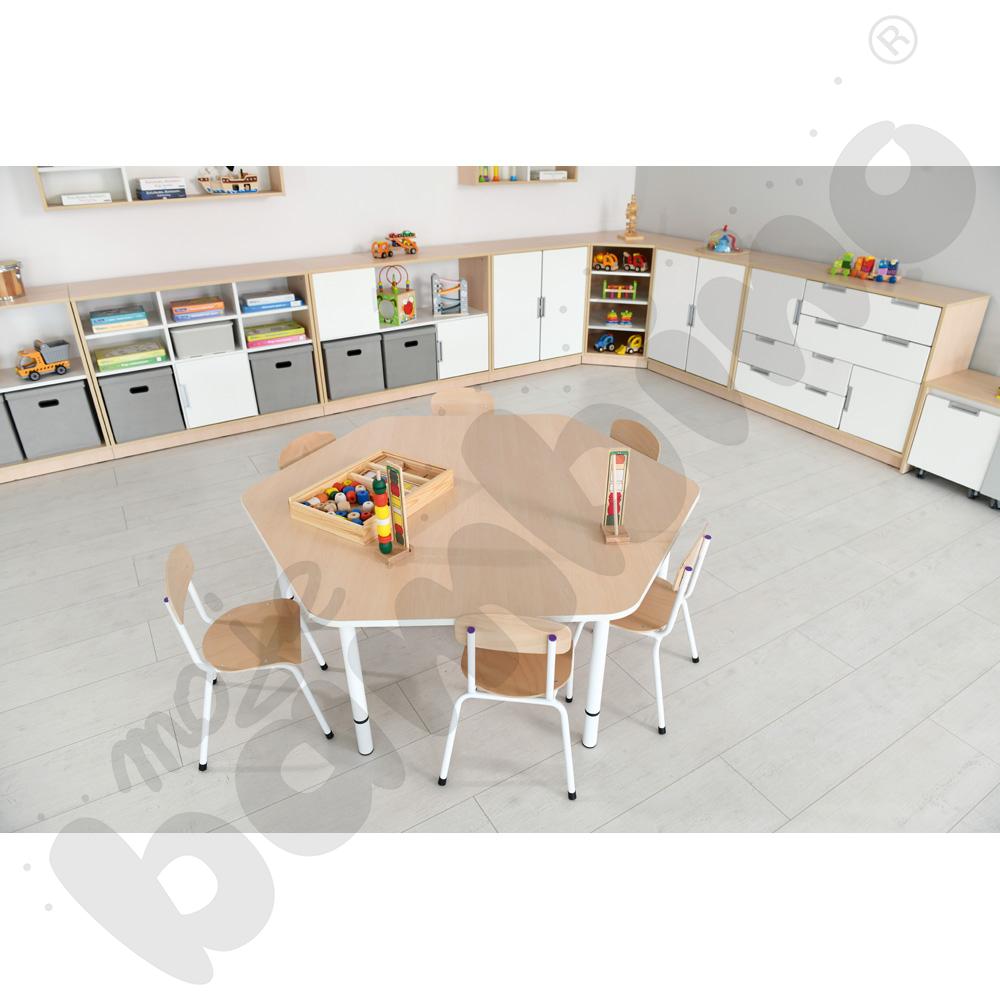 Blat Quadro klon jasny sześciokątny, białe obrzeże