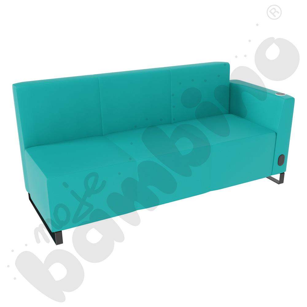 Sofa Universum 3-os. wys. 82 cm, bok niski prawy z gniazdkiem elektrycznym i indukcją, tkanina MT11