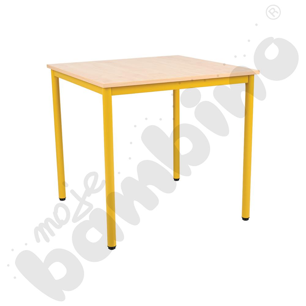 Stół Mila 80x80 rozm. 6, 4os., stelaż musztardowy, blat klon 375 375, obrzeże ABS, narożniki proste
