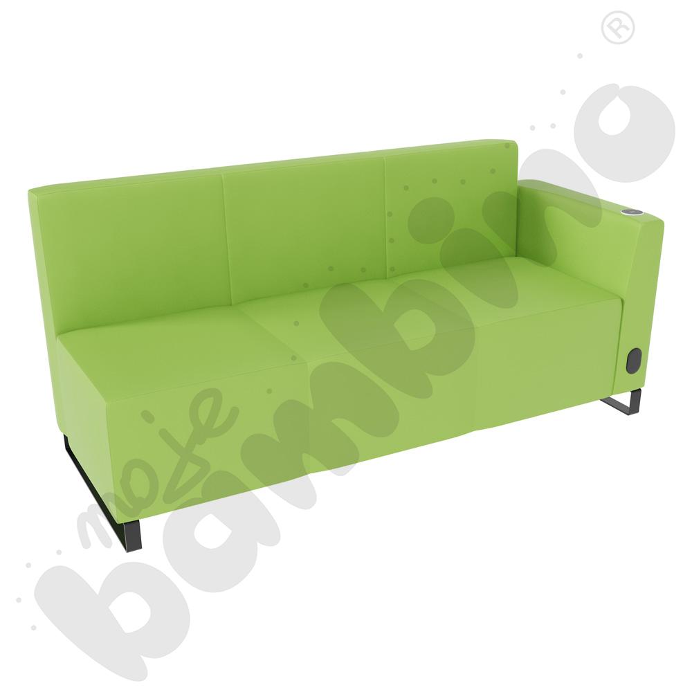 Sofa Universum 3-os. wys. 82 cm, bok niski prawy z gniazdkiem elektrycznym i indukcją, tkanina MT14