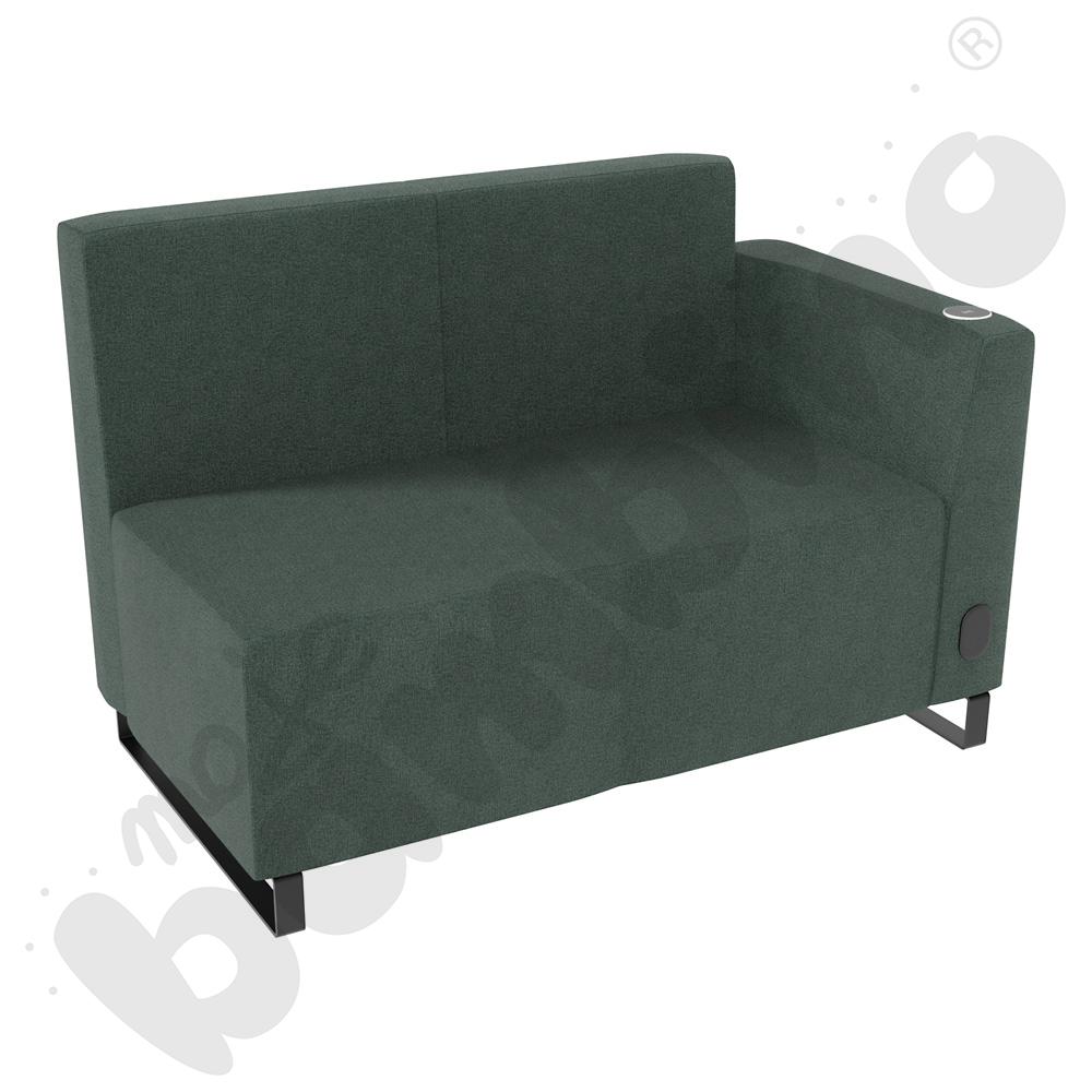 Sofa Universum 2-os. wys. 82 cm, bok niski prawy z gniazdkiem elektrycznym i indukcją, tkanina KG01