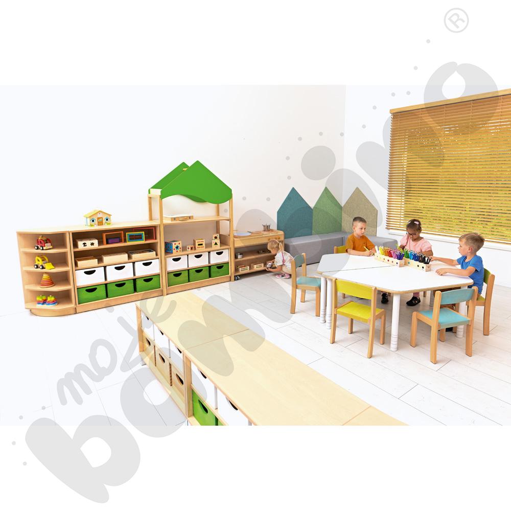 Szafka Flexi D z 3 półkami na cokole, brzoza Szafka Flexi D z 3 półkami na cokole, brzoza