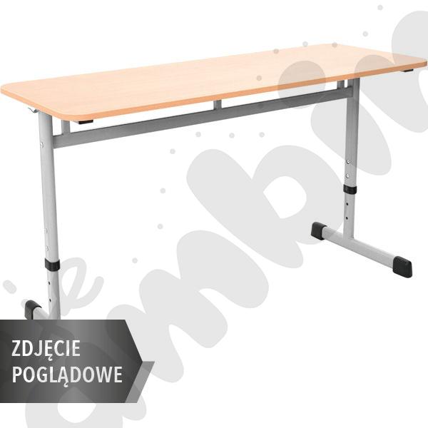 Stół IN-T 130x50 rozm. 3–7, 2os., stelaż aluminium, blat HPL buk, obrzeże drewniane, narożniki proste