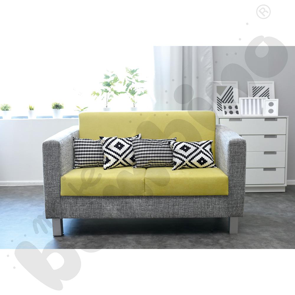 Sofa Relax szaro-zielona - kwadratowe nóżki