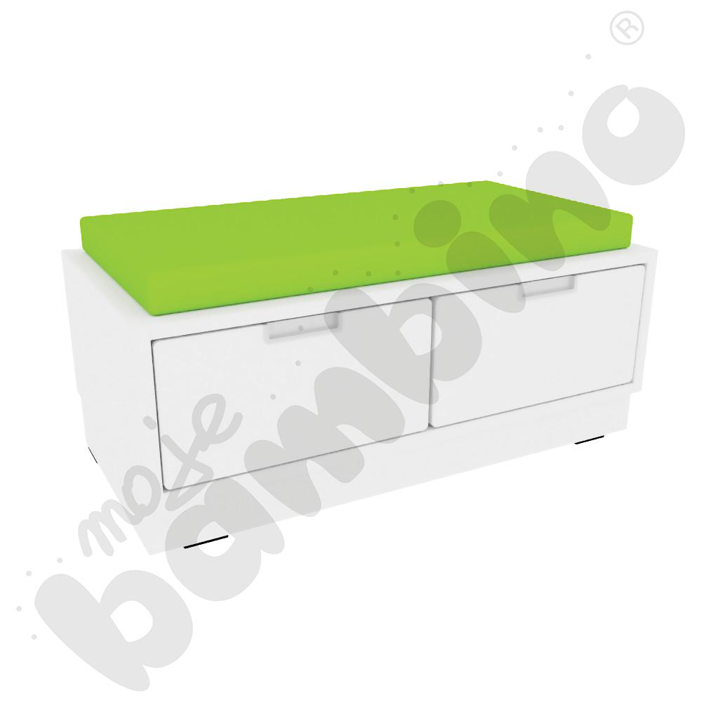 Quadro - szafka-ławeczka 2 - zielony materac - biała