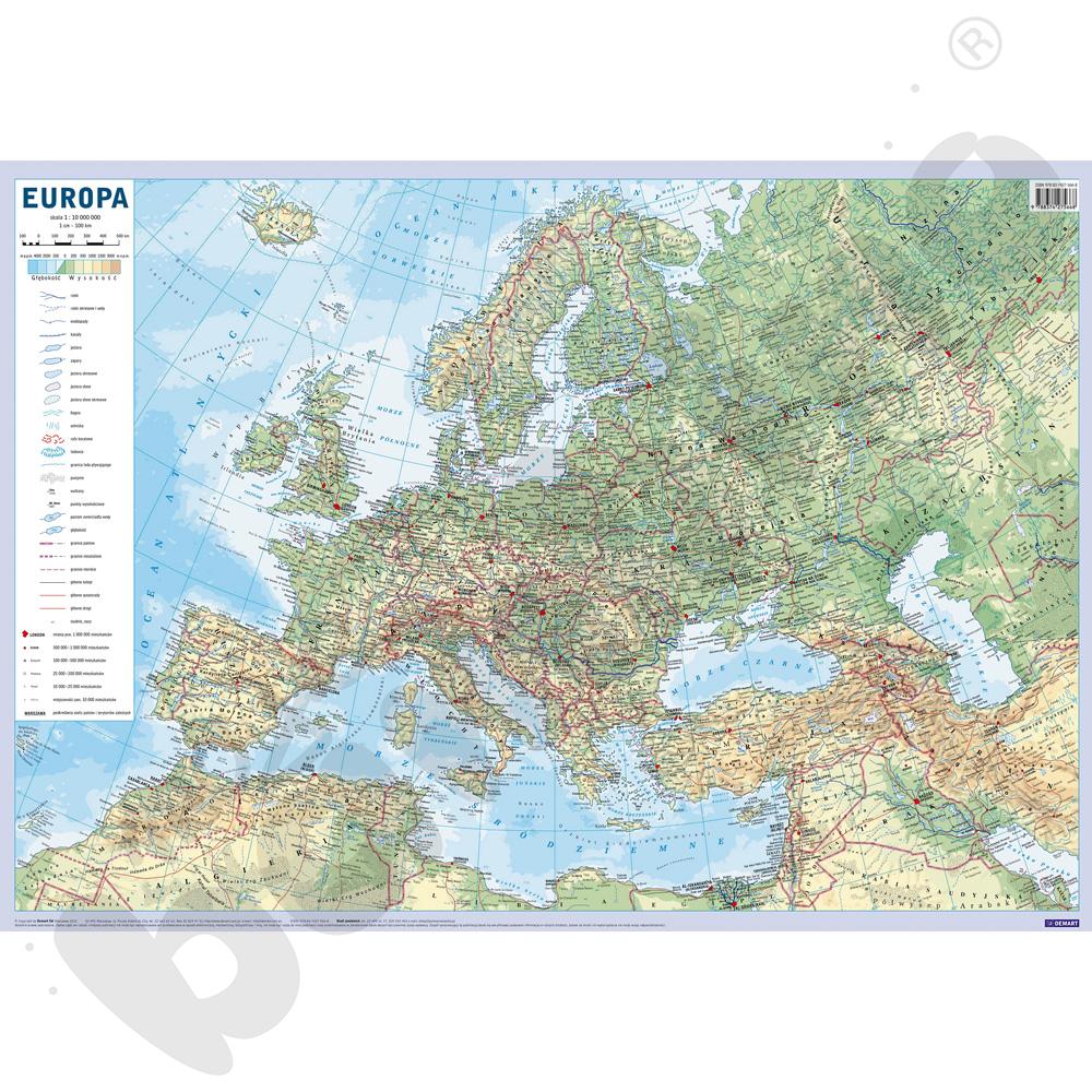 Europa - dwustronna mapa fizyczno-polityczna/konturowa 68 x 49 cm