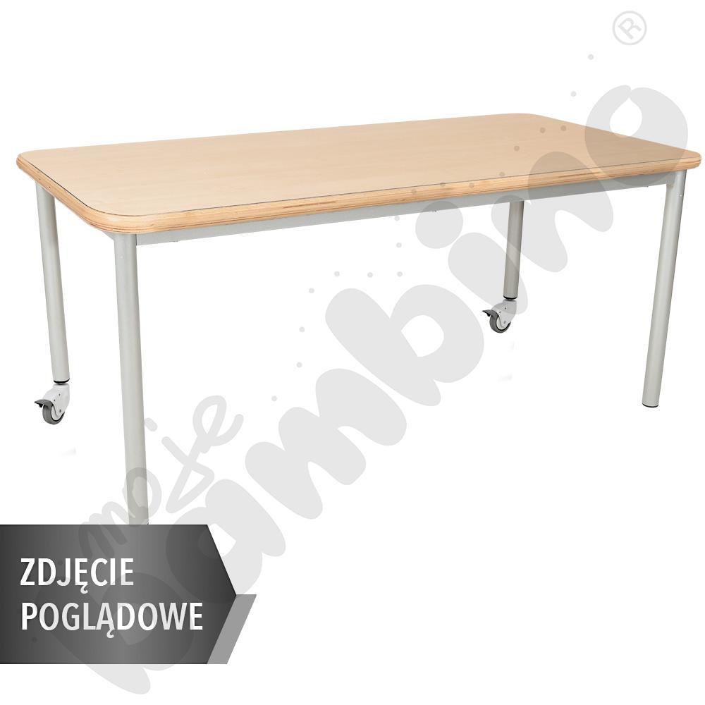 Stół Mila prostokątny 140x70, HPL - biały, zaokrąglony, rozm. 6 z 2 kółkami