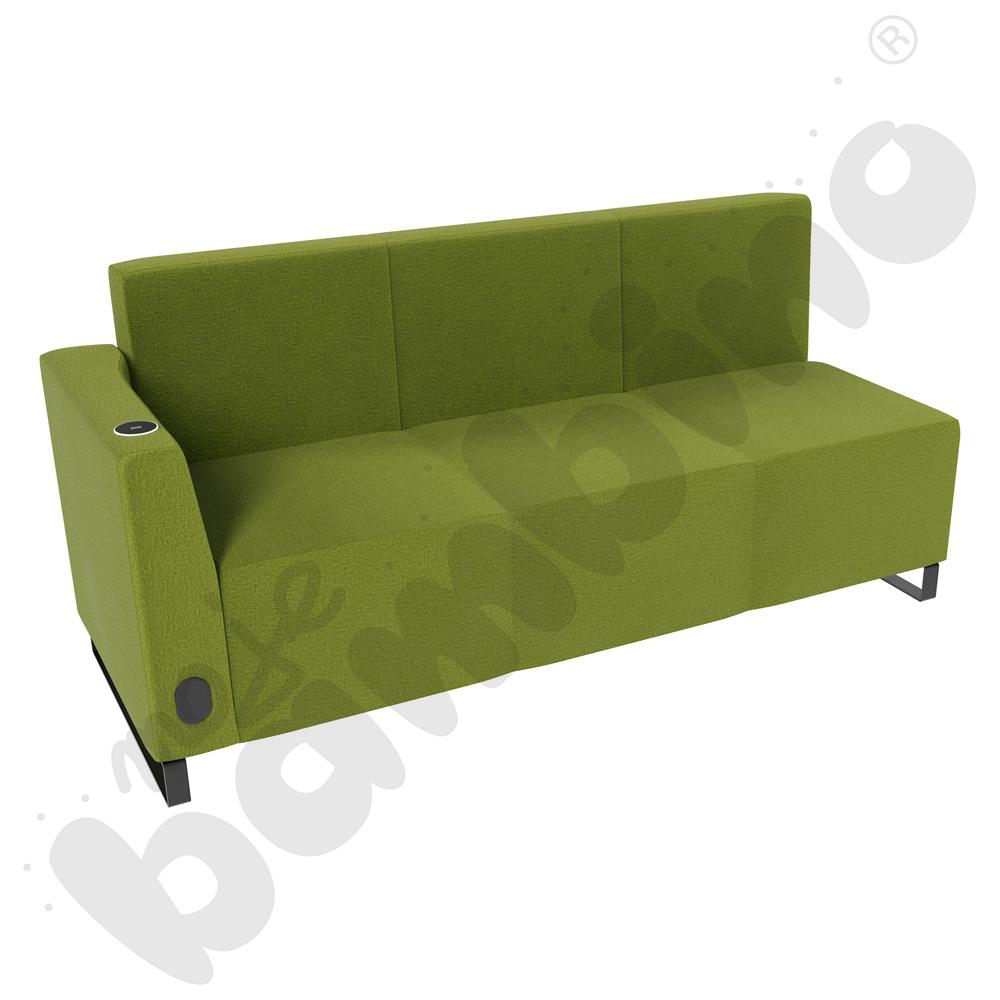 Sofa Universum 3-os. wys. 82 cm, bok niski lewy z gniazdkiem elektrycznym i indukcją, tkanina KG12