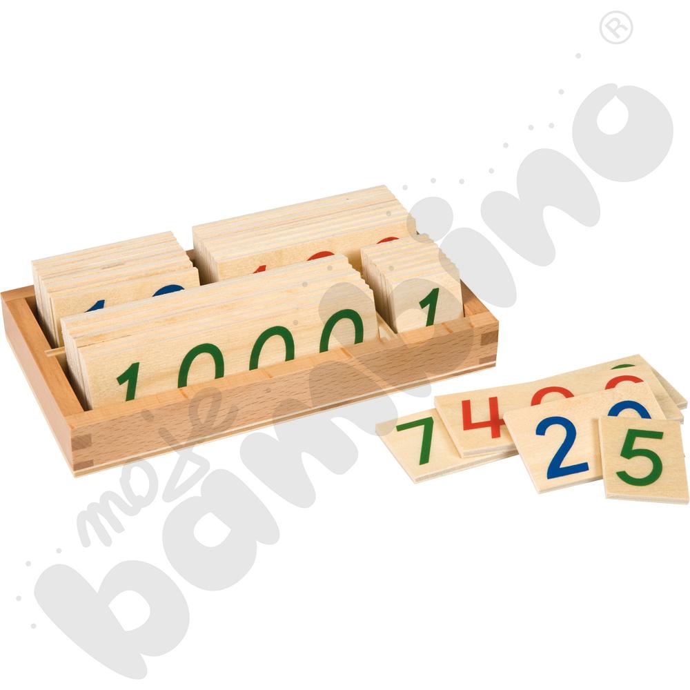 Drewniane karty z liczbami Montessori - małe, 1-9000