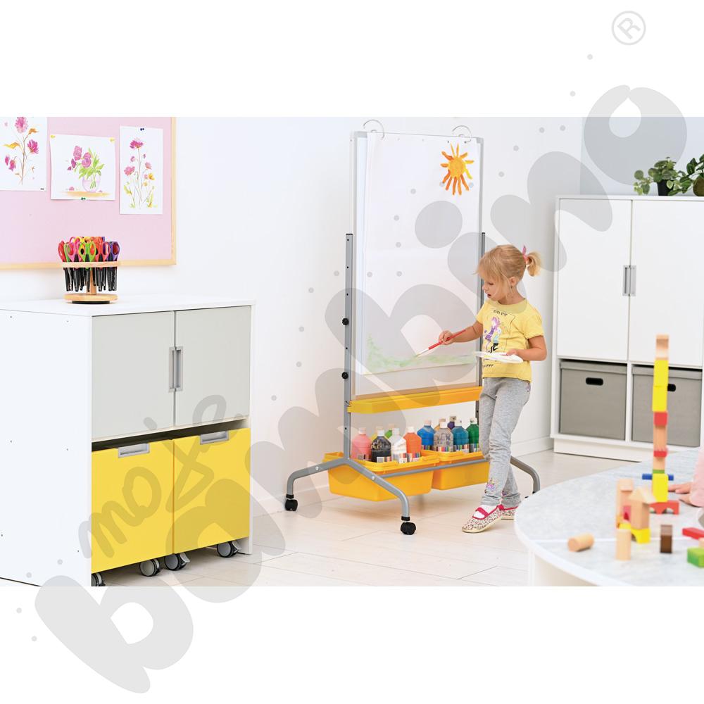 Tablica suchościeralna magnetyczna mobilna 75 x 100 cm - żółte pojemniki