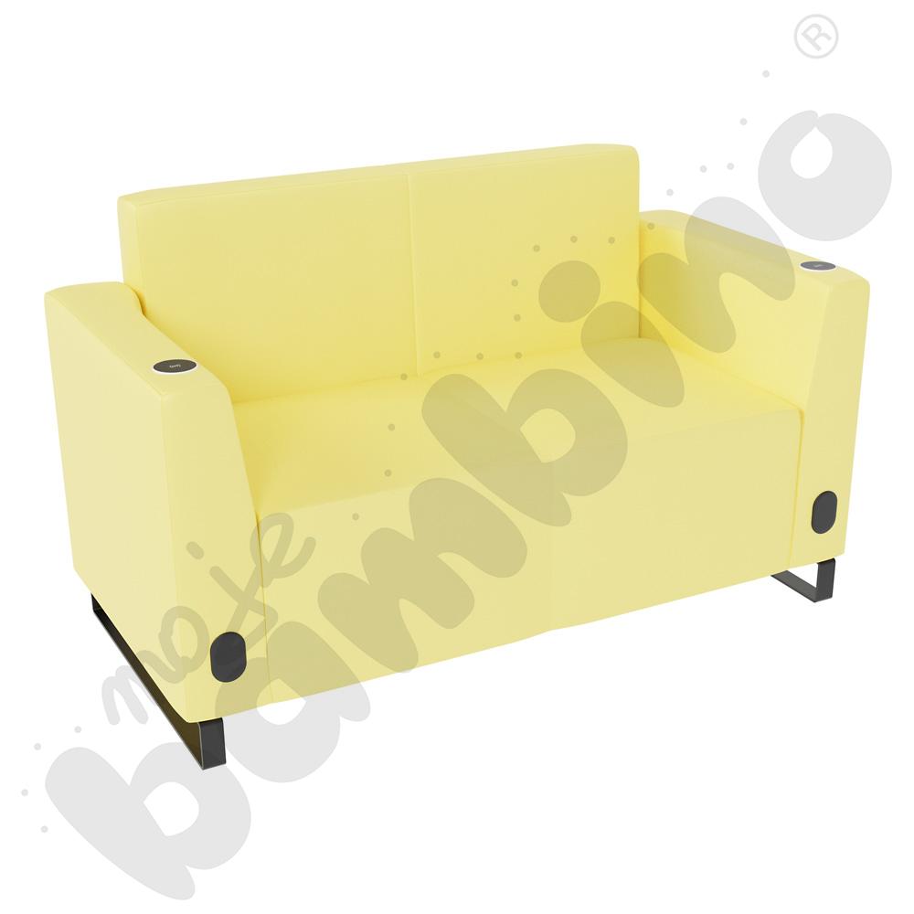 Sofa Universum 2-os. wys. 82 cm, 2 boki niskie, oba z gniazdkiem elektrycznym i indukcją, tkanina MT10