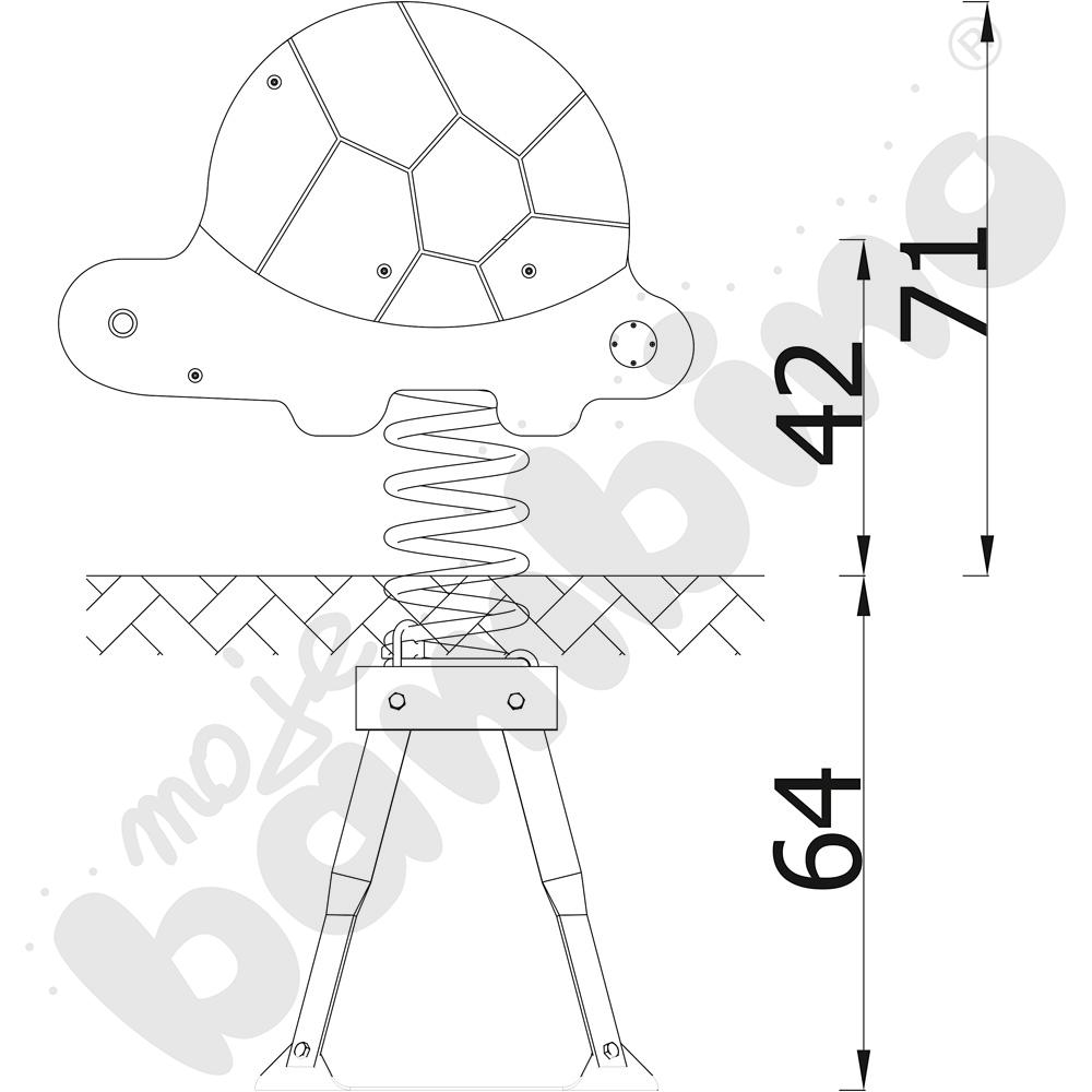Sprężynowiec Żółw na podstawie metalowej