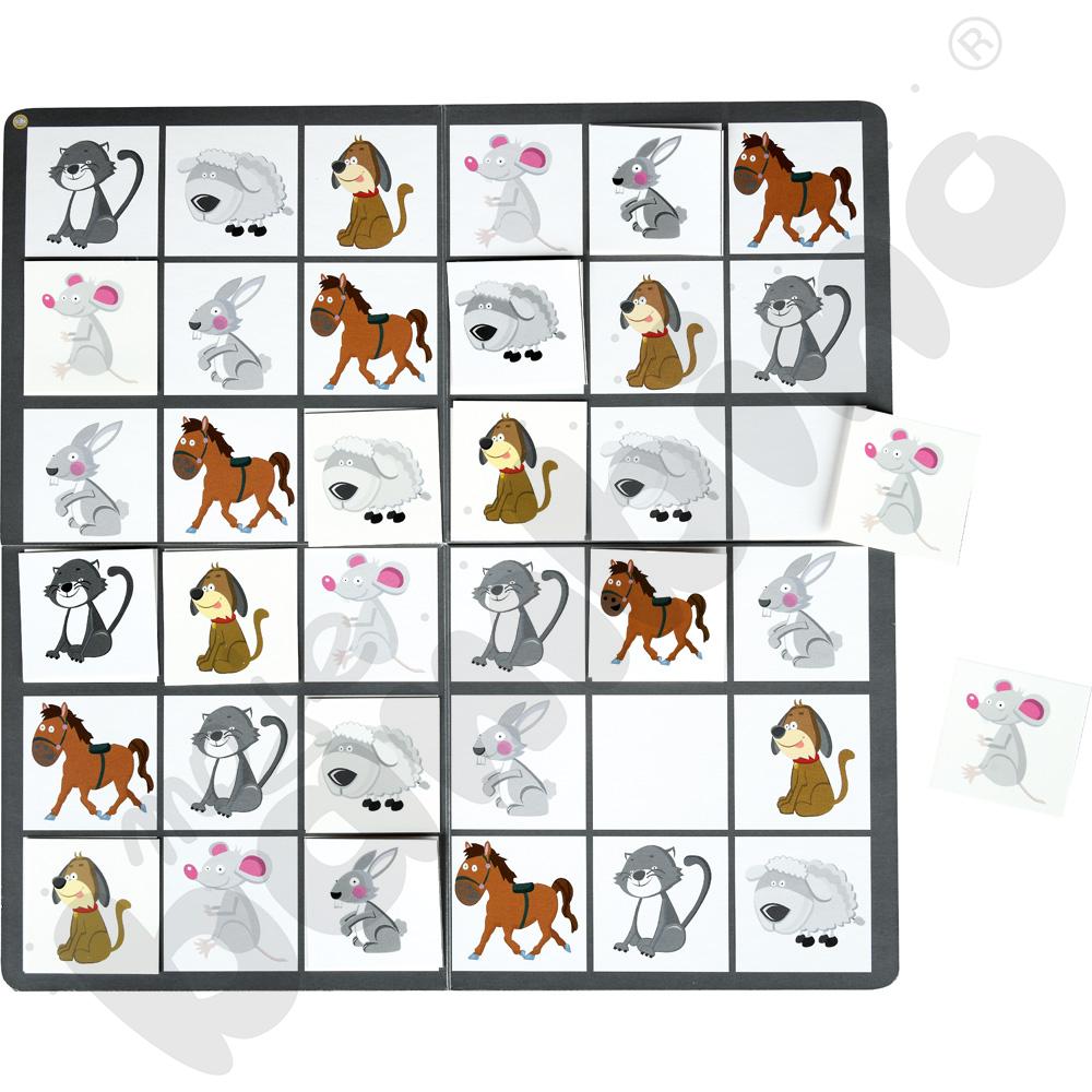 Sudoku dwustronne 6 x 6 - zwierzęta domowe i figury