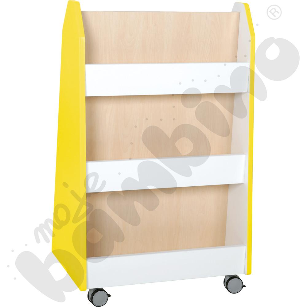 Quadro - dwustronna biblioteczka mobilna, żółta, skrzynia klon jasny Quadro - dwustronna biblioteczka mobilna, żółta, skrzynia klon jasny