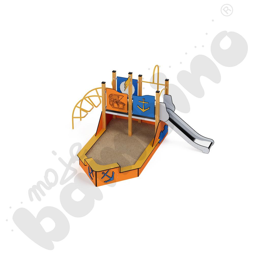 Quadro - zestaw Statek z piaskownicą, drewniane słupy