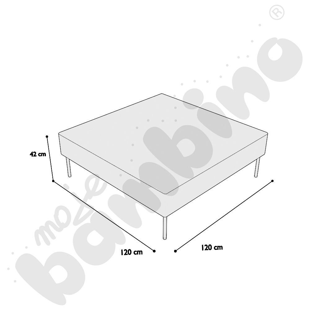 Pufa Versa 120x120 cm z plastikowymi stopkami, stelaż turkusowy, tkanina RO37