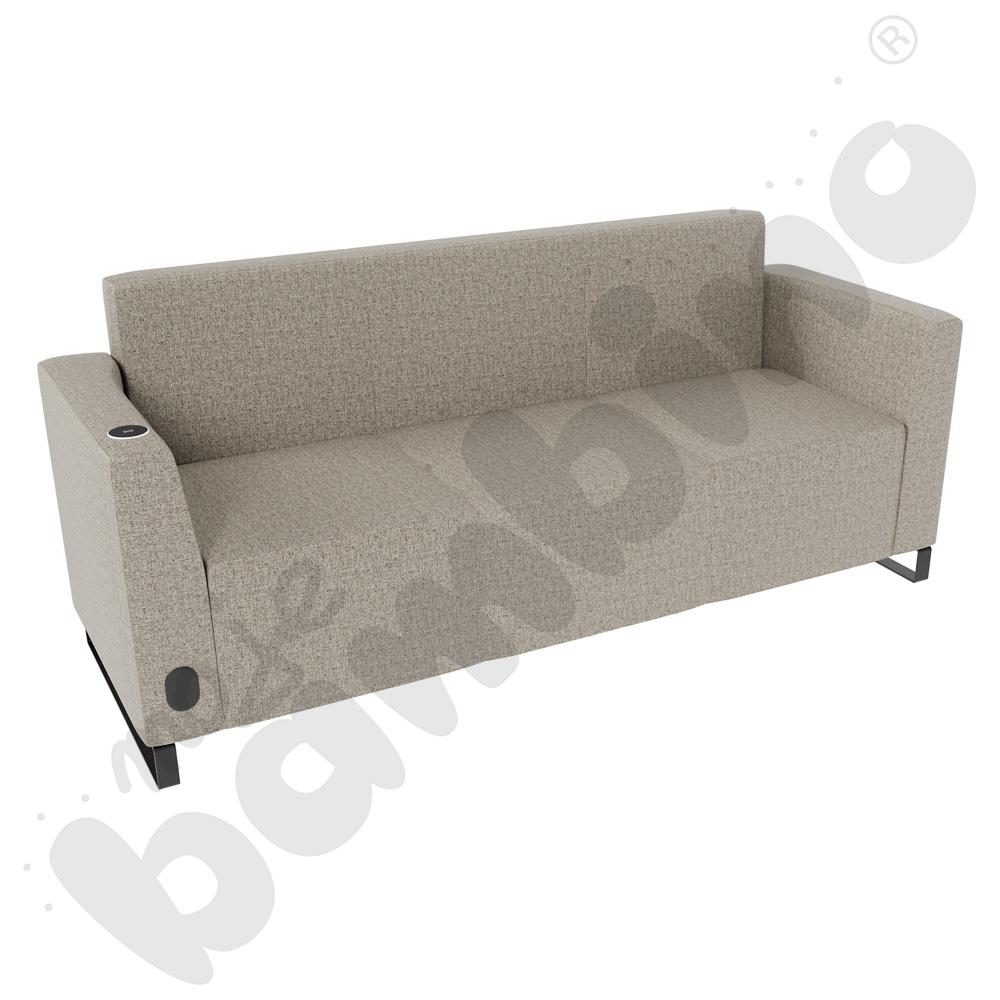 Sofa Universum 3-os. wys. 82 cm, 2 boki niskie, lewy z gniazdkiem elektrycznym i indukcją, tkanina RO37