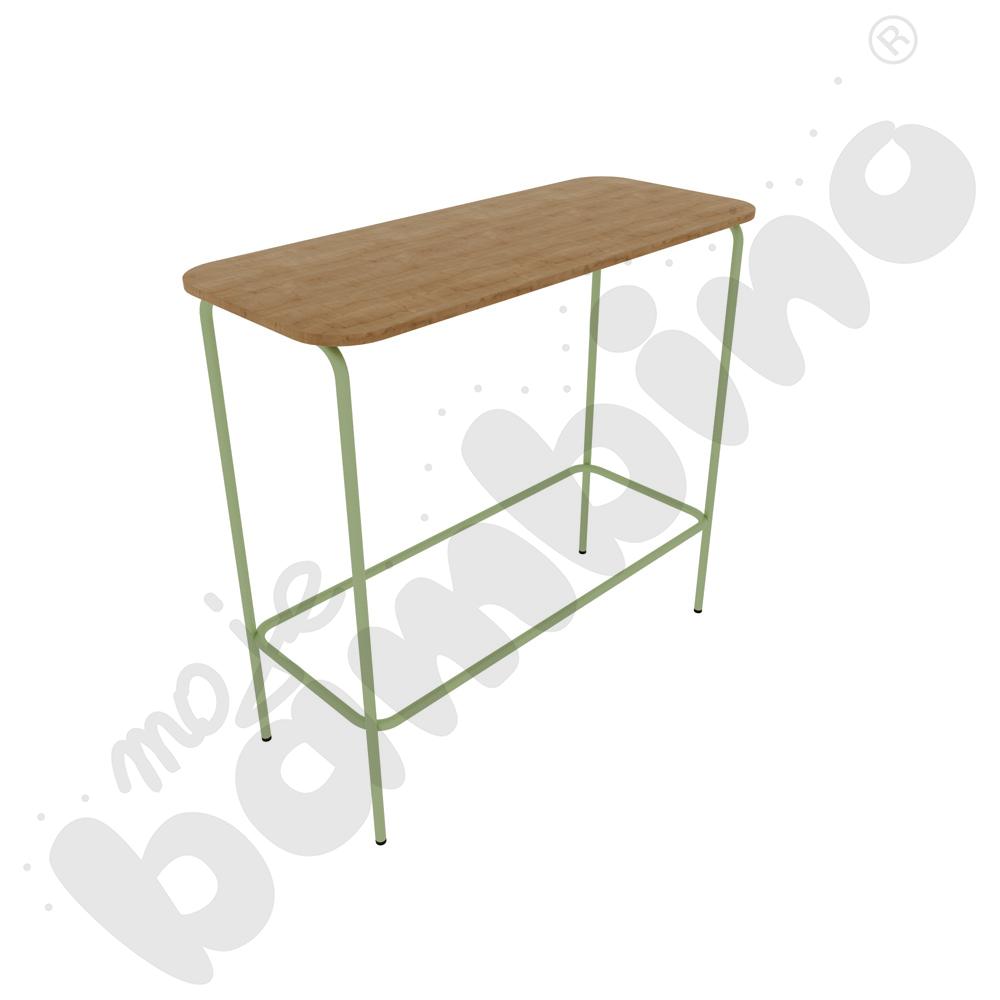 Stół Versa wysoki z plastikowymi stopkami, stelaż oliwkowy, blat dąb