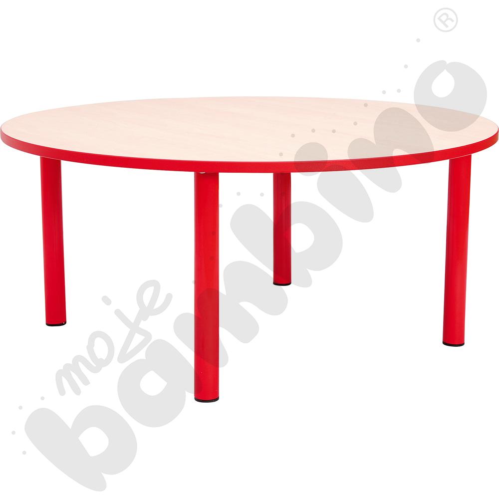 Stół Bambino okrągły wys. 52 cm z czerwonym obrzeżem